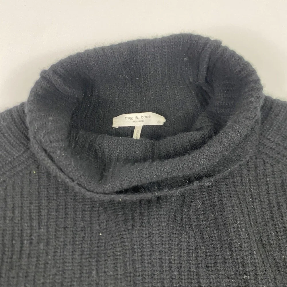 Rag & Bone Sweater Womens Large Black Turtleneck Wool‎ Cashmere Pullover